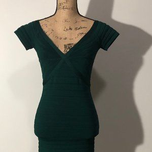 bebe Dark Green Bodycon Cocktail Dress